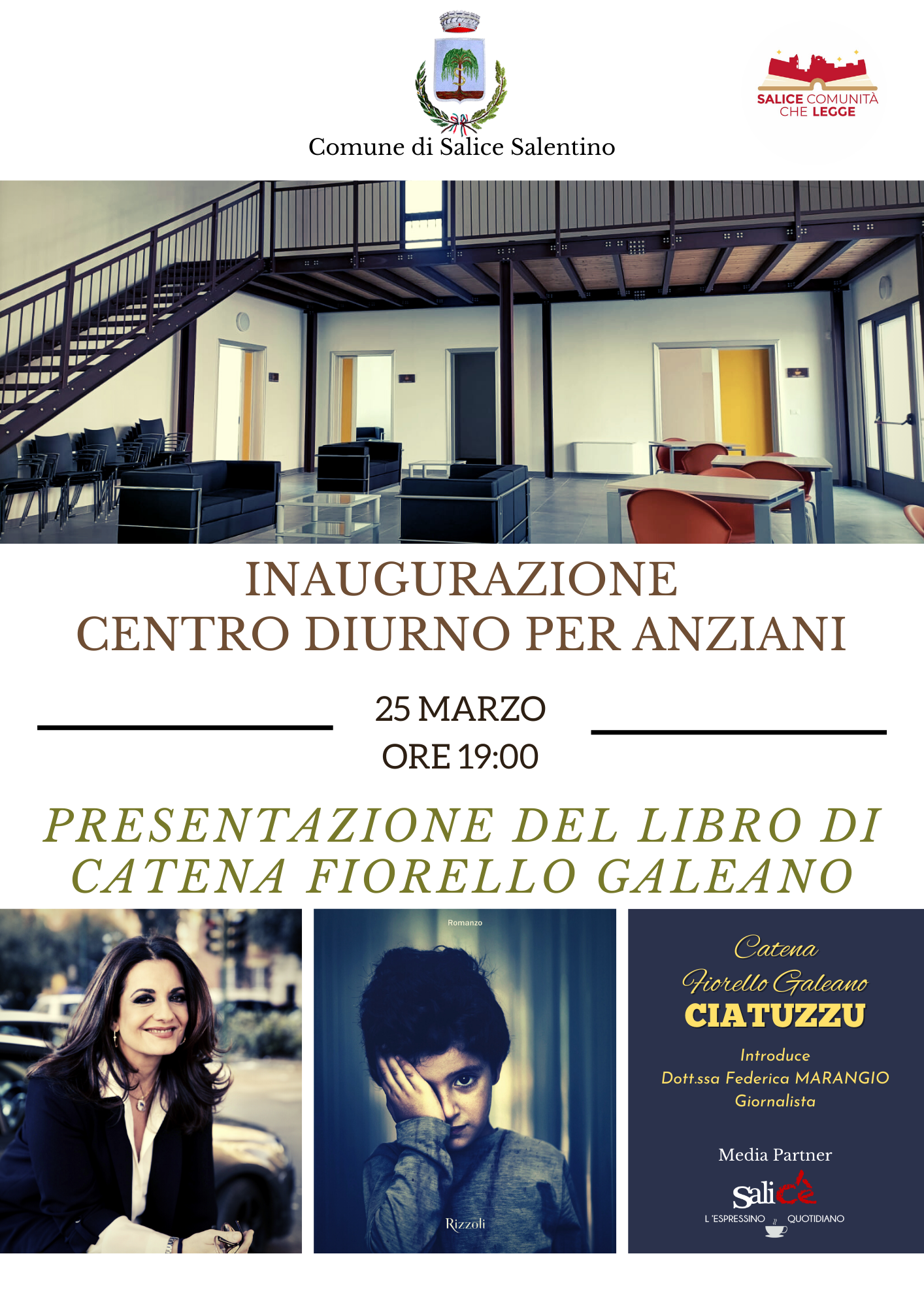 Inaugurazione centro diurno anziani - Presentazione libro "CIATUZZU" di Catena Fiorello